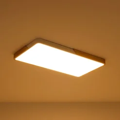 Rectangle Wood Dimmable LED Flush Mount Ceiling Light