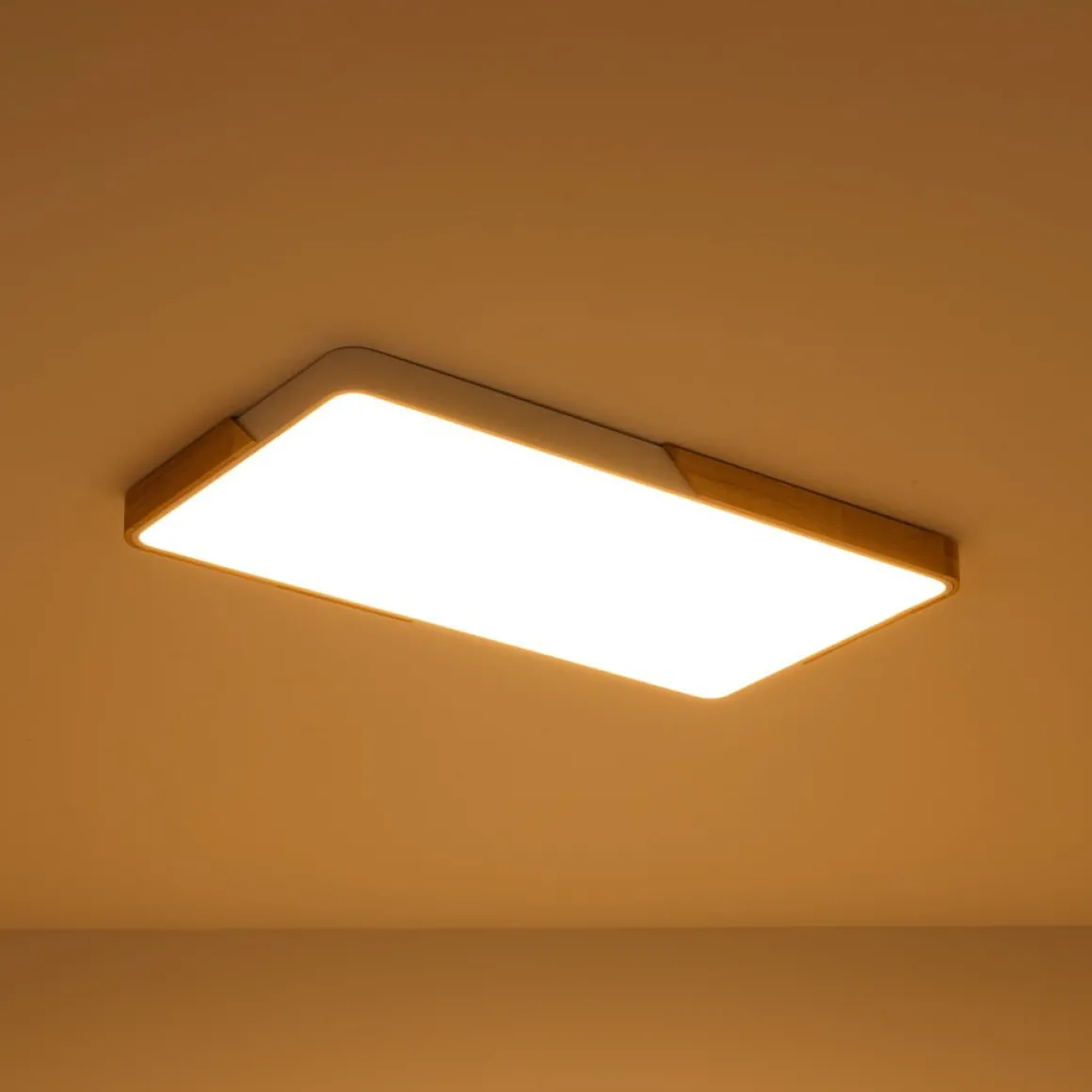 Rectangle Wood Dimmable LED Flush Mount Ceiling Light