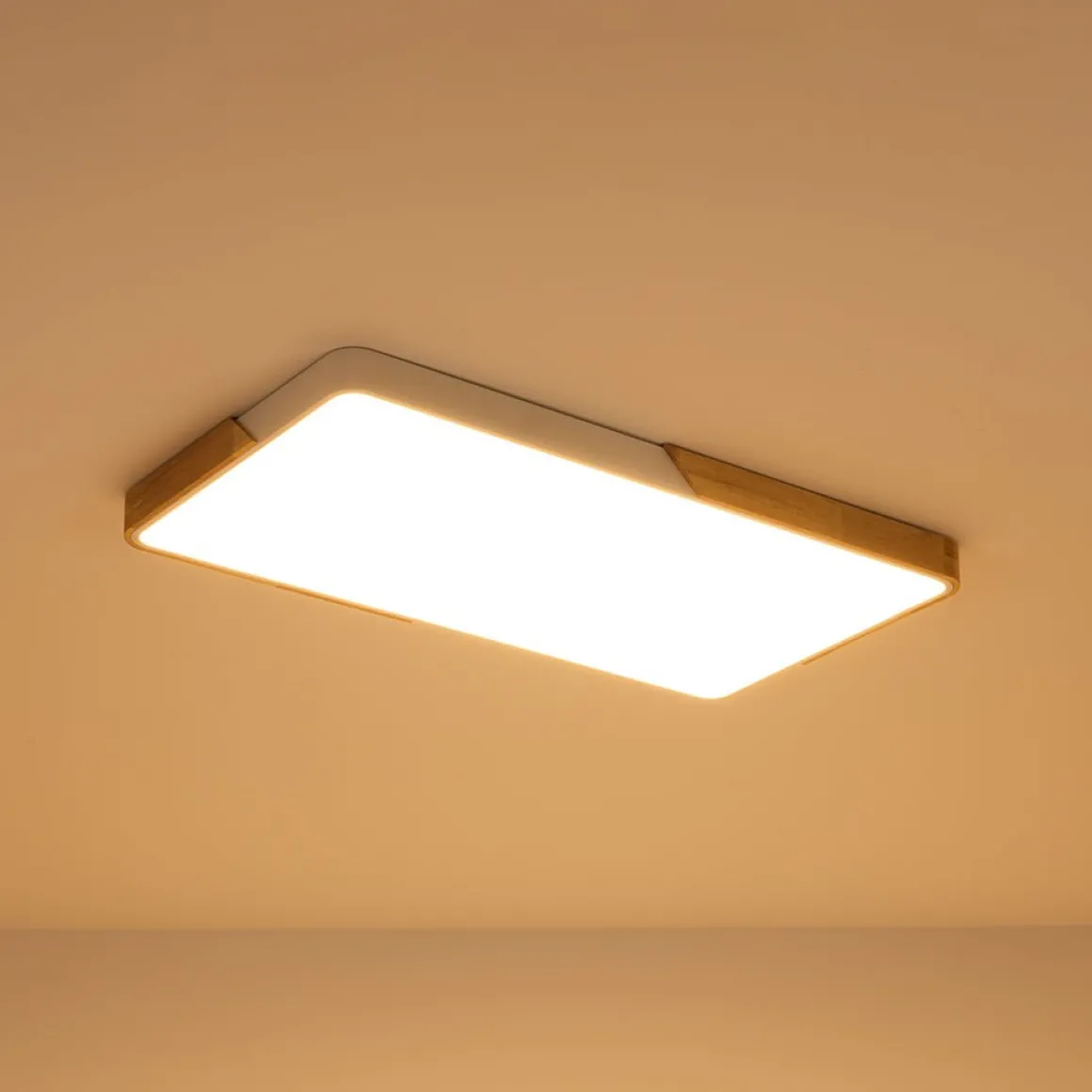 Rectangle Wood Dimmable LED Flush Mount Ceiling Light