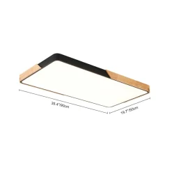 Rectangle Wood Dimmable LED Flush Mount Ceiling Light