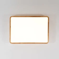 Rectangle Wooden Dimmable LED Flush Mount Ceiling Light