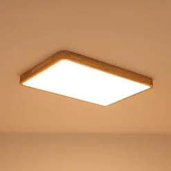 Rectangle Wooden Dimmable LED Flush Mount Ceiling Light