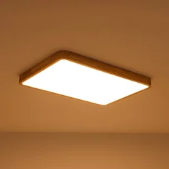 Rectangle Wooden Dimmable LED Flush Mount Ceiling Light