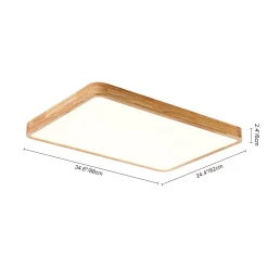 Rectangle Wooden Dimmable LED Flush Mount Ceiling Light