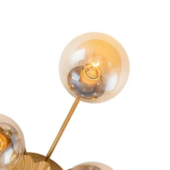 Retro Bloom 12-Light Amber Glass Bubble Semi Flush Chandelier