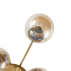Retro Bloom 12-Light Amber Glass Bubble Semi Flush Chandelier