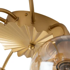 Retro Bloom 12-Light Amber Glass Bubble Semi Flush Chandelier