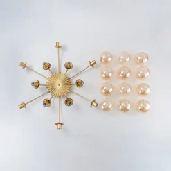 Retro Bloom 12-Light Amber Glass Bubble Semi Flush Chandelier