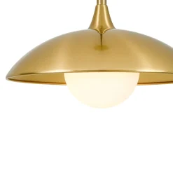 Retro 1-Light Brass Iron Flat Dome Kitchen Pendant