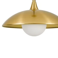 Retro 1-Light Brass Iron Flat Dome Kitchen Pendant
