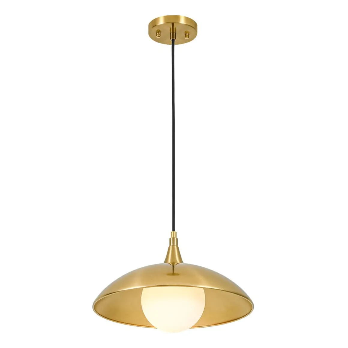 Retro 1-Light Brass Iron Flat Dome Kitchen Pendant