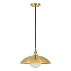 Retro 1-Light Brass Iron Flat Dome Kitchen Pendant