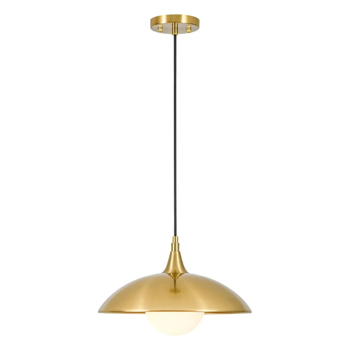 Retro 1-Light Brass Iron Flat Dome Kitchen Pendant