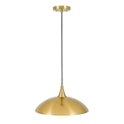 Retro 1-Light Brass Iron Flat Dome Kitchen Pendant