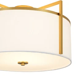 Retro Wide Drum Round Linen Cage Semi Flush Mount