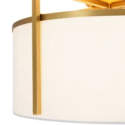 Retro Wide Drum Round Linen Cage Semi Flush Mount