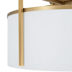 Retro Wide Drum Round Linen Cage Semi Flush Mount