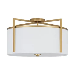 Retro Wide Drum Round Linen Cage Semi Flush Mount