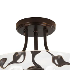 Round Drum Hammered Glass Semi Flush Mount