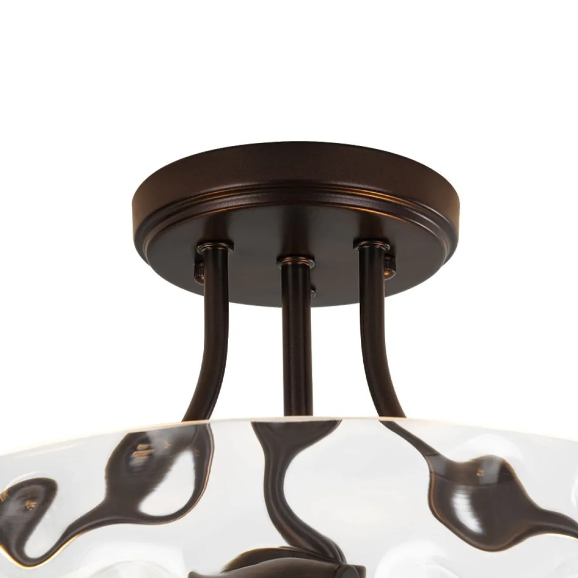 Round Drum Hammered Glass Semi Flush Mount
