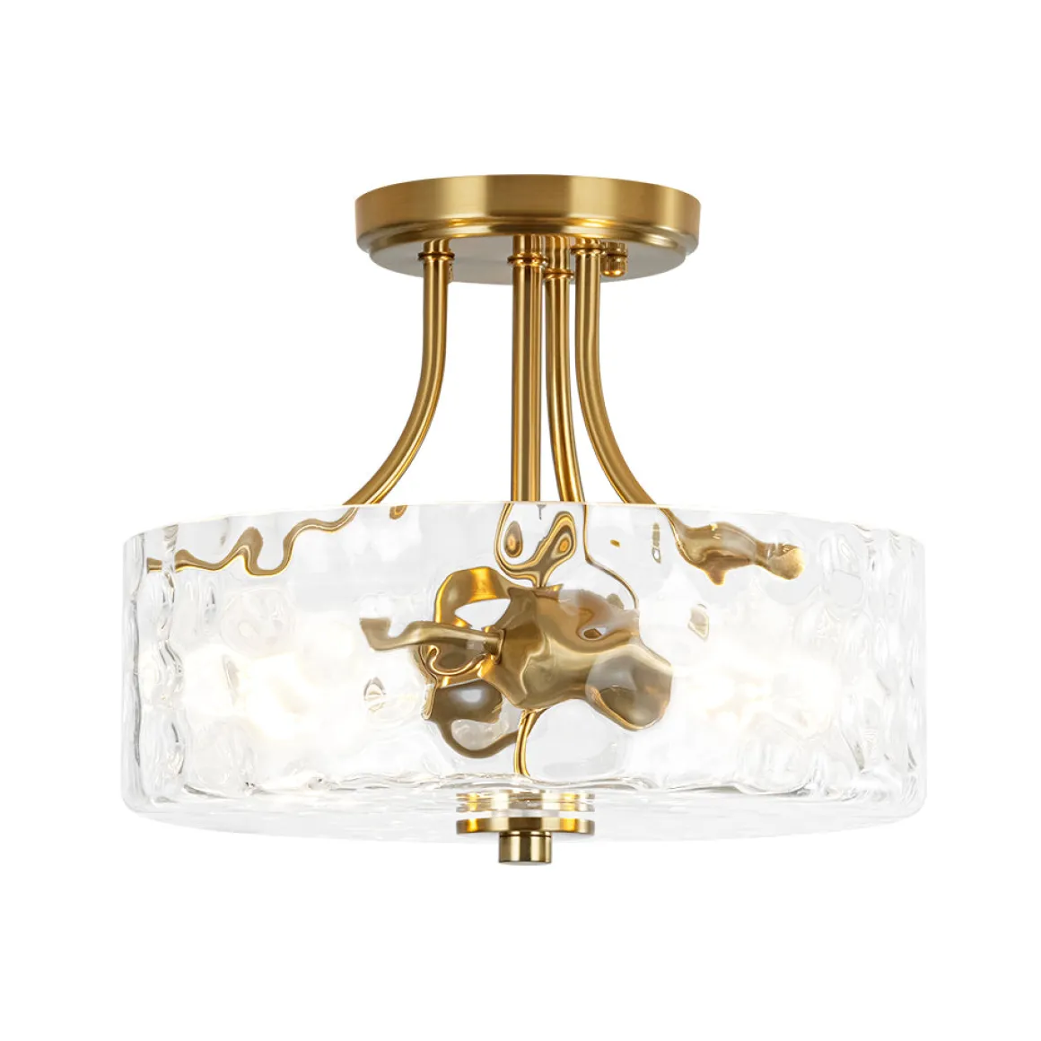 Round Drum Hammered Glass Semi Flush Mount