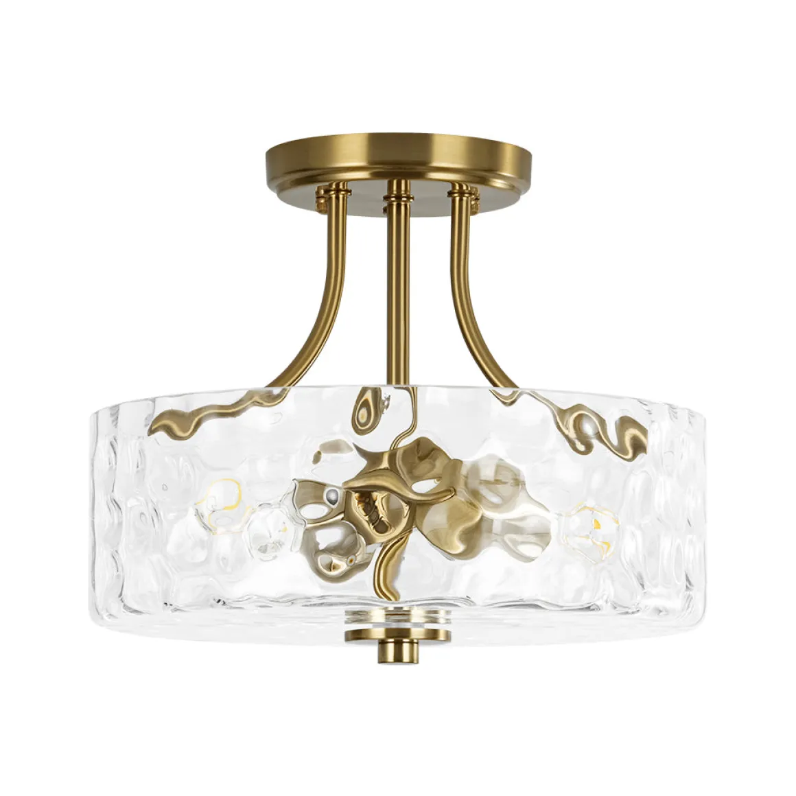 Round Drum Hammered Glass Semi Flush Mount