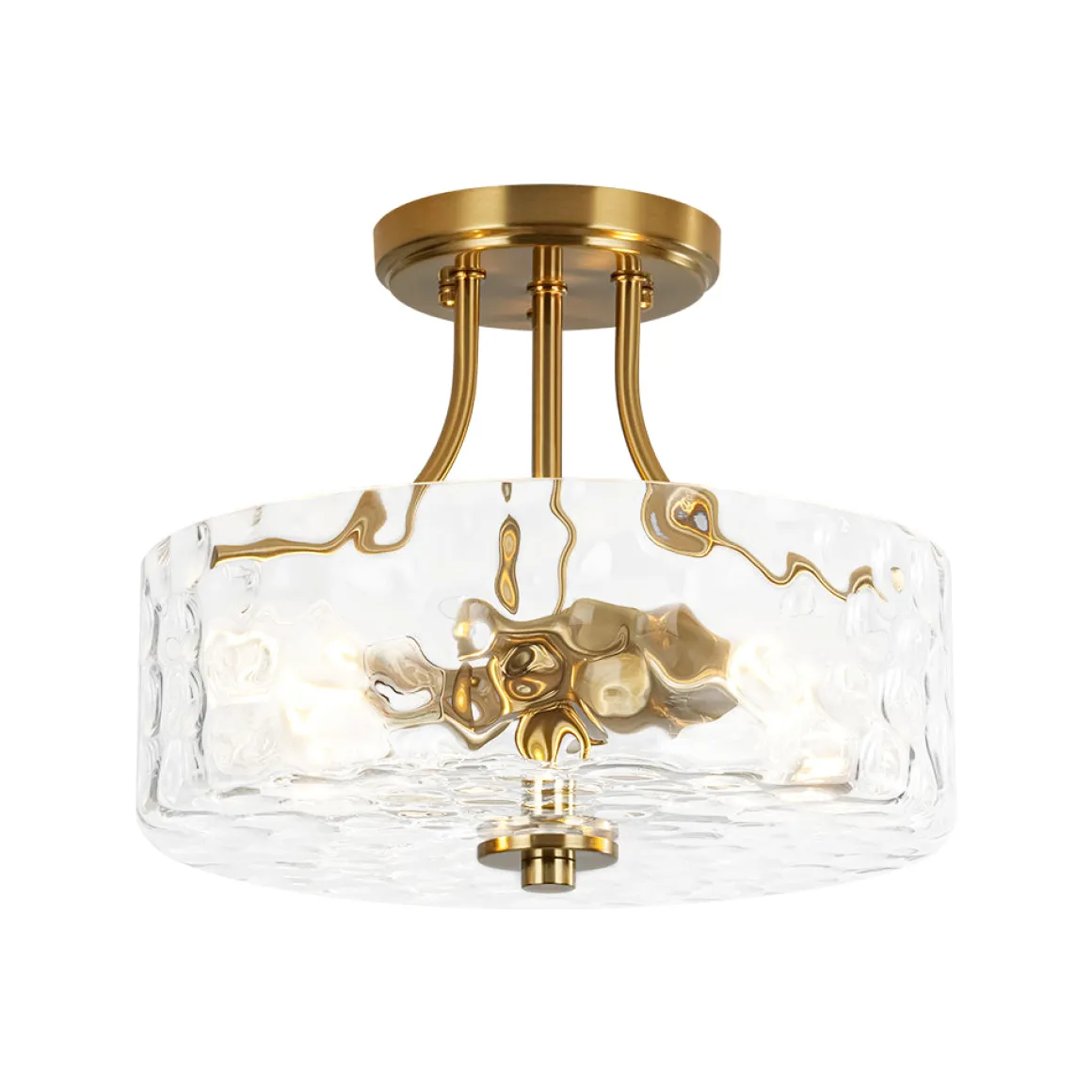 Round Drum Hammered Glass Semi Flush Mount