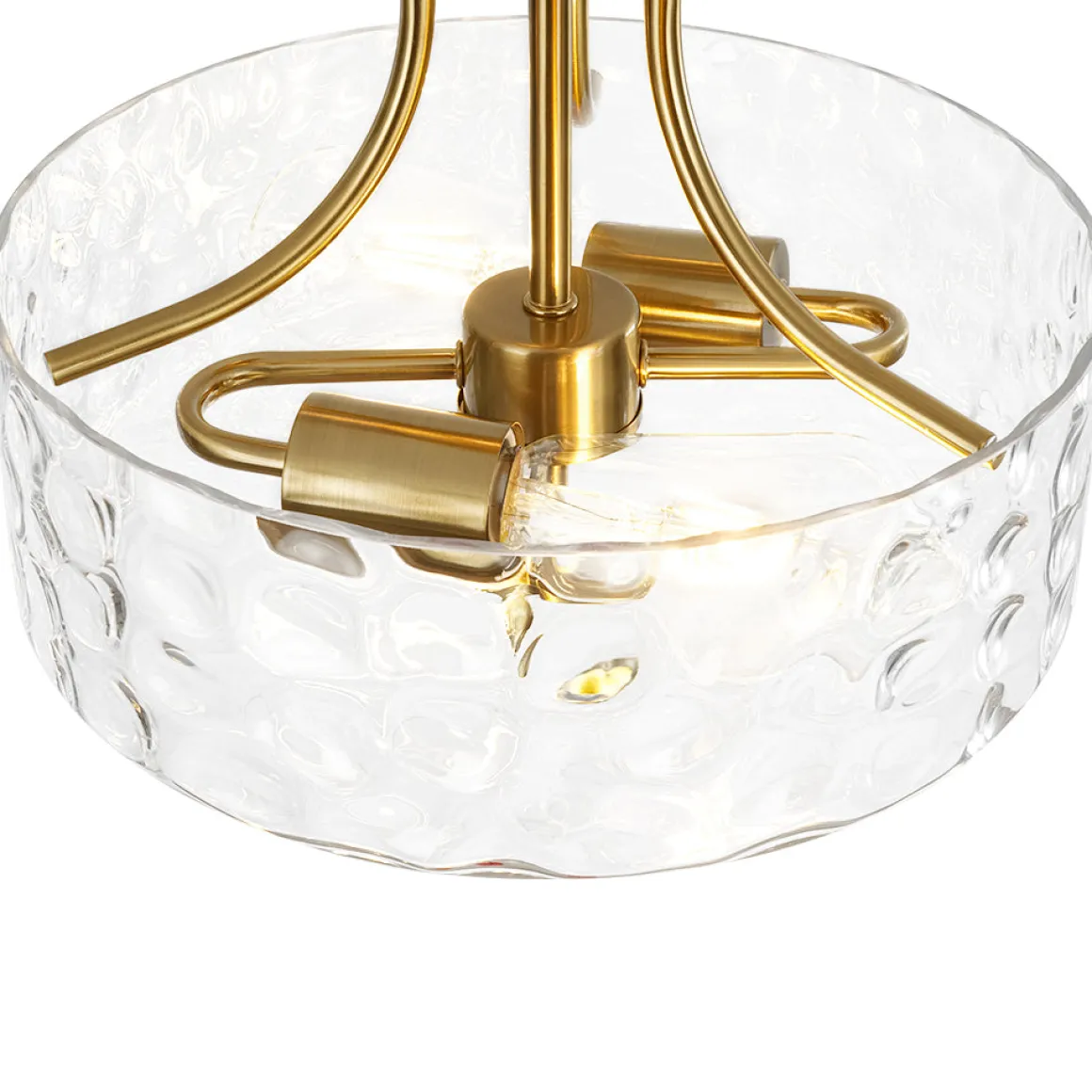 Round Drum Hammered Glass Semi Flush Mount