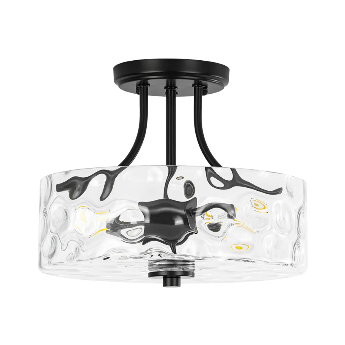 Round Drum Hammered Glass Semi Flush Mount