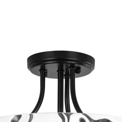 Round Drum Hammered Glass Semi Flush Mount