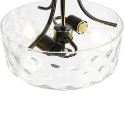 Round Drum Hammered Glass Semi Flush Mount