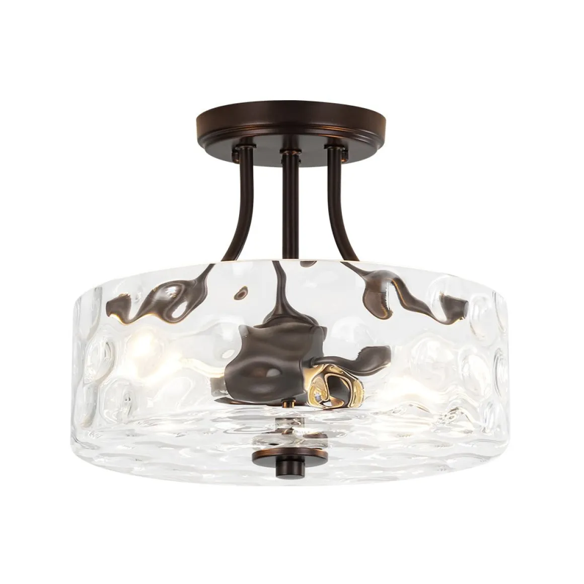 Round Drum Hammered Glass Semi Flush Mount
