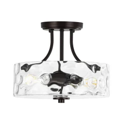 Round Drum Hammered Glass Semi Flush Mount