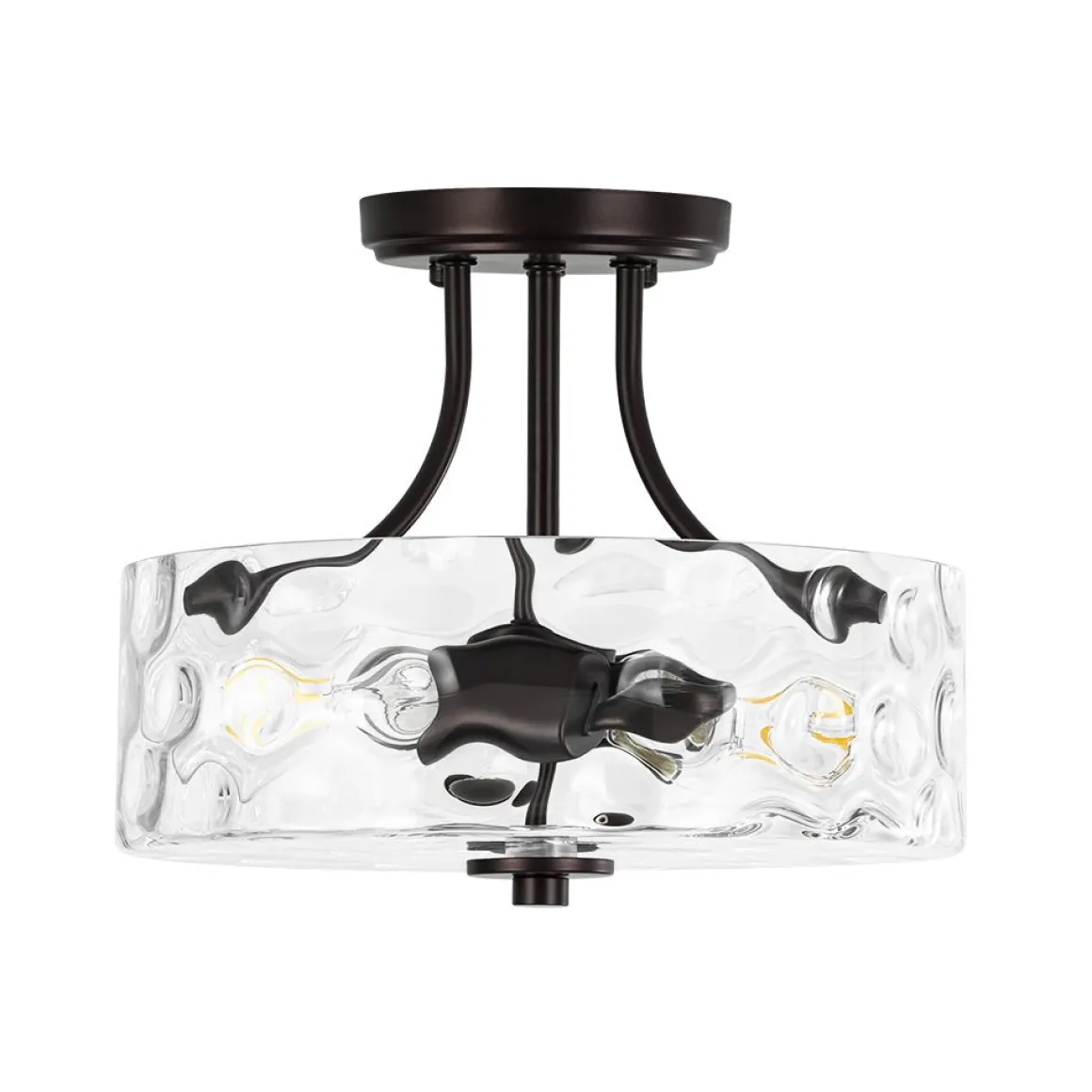 Round Drum Hammered Glass Semi Flush Mount