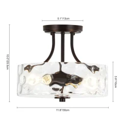 Round Drum Hammered Glass Semi Flush Mount