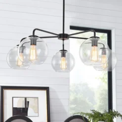 Round Globe Sputnik 5-light Chandelier Bubble Glass Design