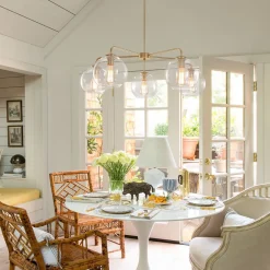 Round Globe Sputnik 5-light Chandelier Bubble Glass Design