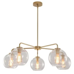Round Globe Sputnik 5-light Chandelier Bubble Glass Design