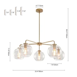 Round Globe Sputnik 5-light Chandelier Bubble Glass Design