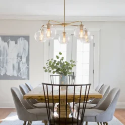 Round Globe Sputnik 5-light Chandelier Bubble Glass Design