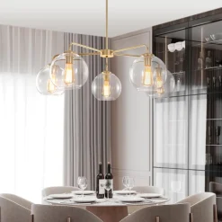 Round Globe Sputnik 5-light Chandelier Bubble Glass Design