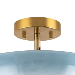 Round Gradient Blue Opal Art Glass Semi Flush Mount