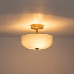 Round Gradient Blue Opal Art Glass Semi Flush Mount