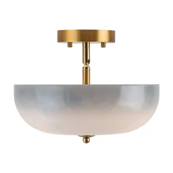 Round Gradient Blue Opal Art Glass Semi Flush Mount