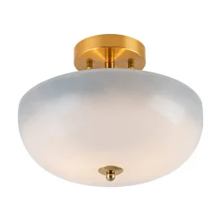 Round Gradient Blue Opal Art Glass Semi Flush Mount