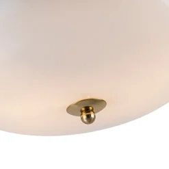 Round Gradient Blue Opal Art Glass Semi Flush Mount