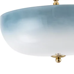 Round Gradient Blue Opal Art Glass Semi Flush Mount