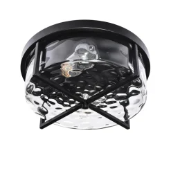 Round Hammered Glass Ceiling Light