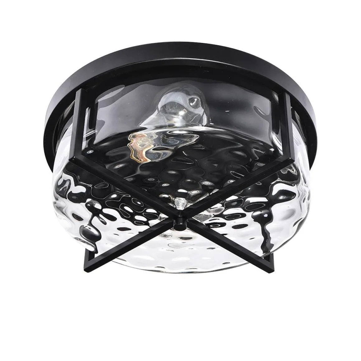 Round Hammered Glass Ceiling Light