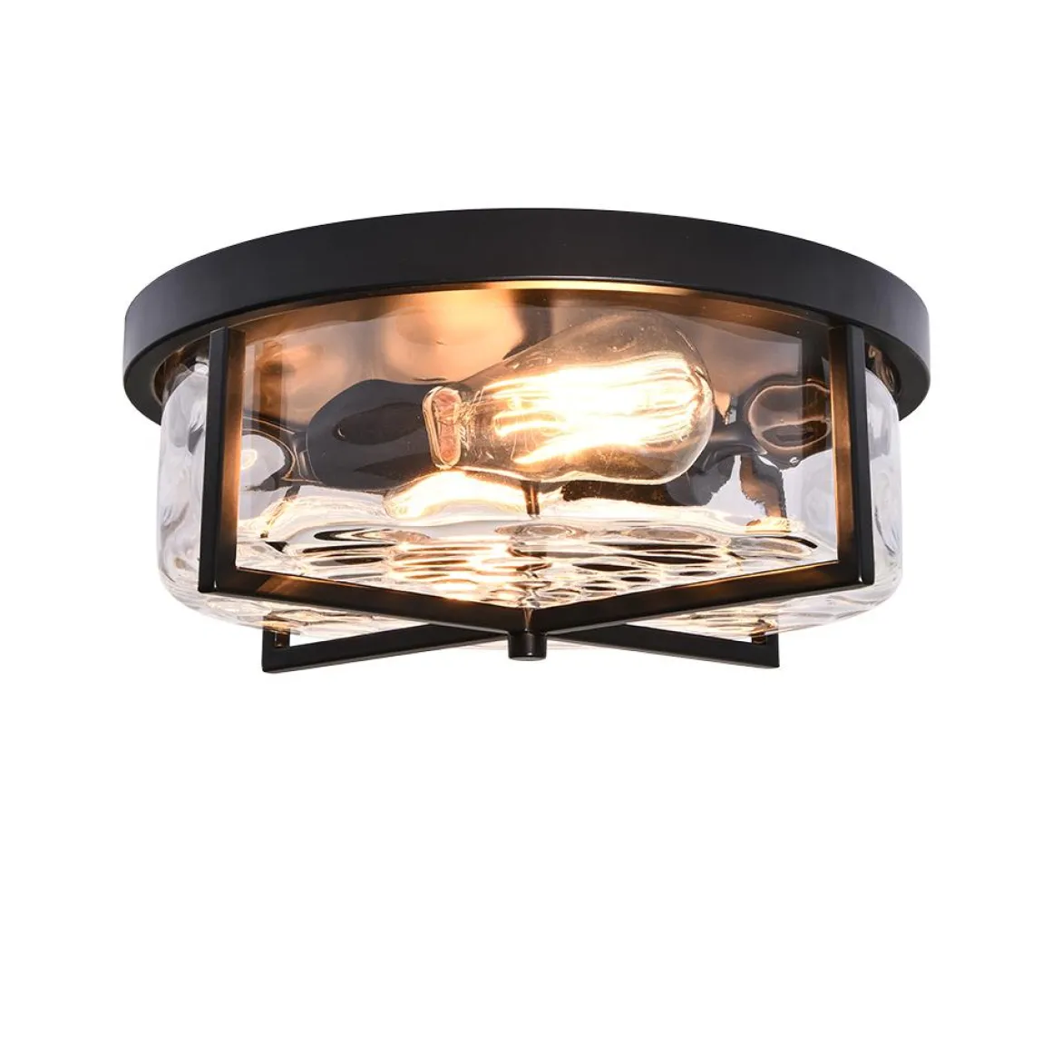 Round Hammered Glass Ceiling Light